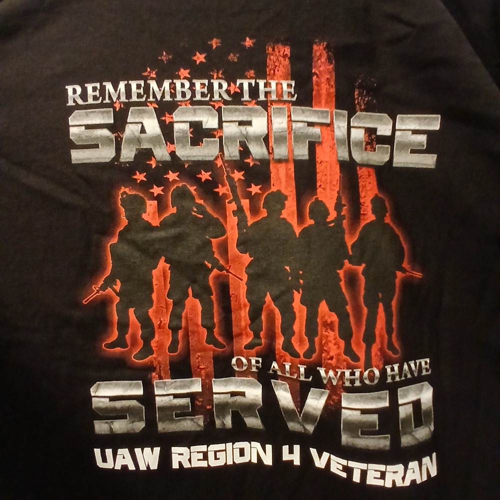 UAW United Autoworkers Union Remember the Sacrifice Troops Shirt 2XL XXL POW MIA
